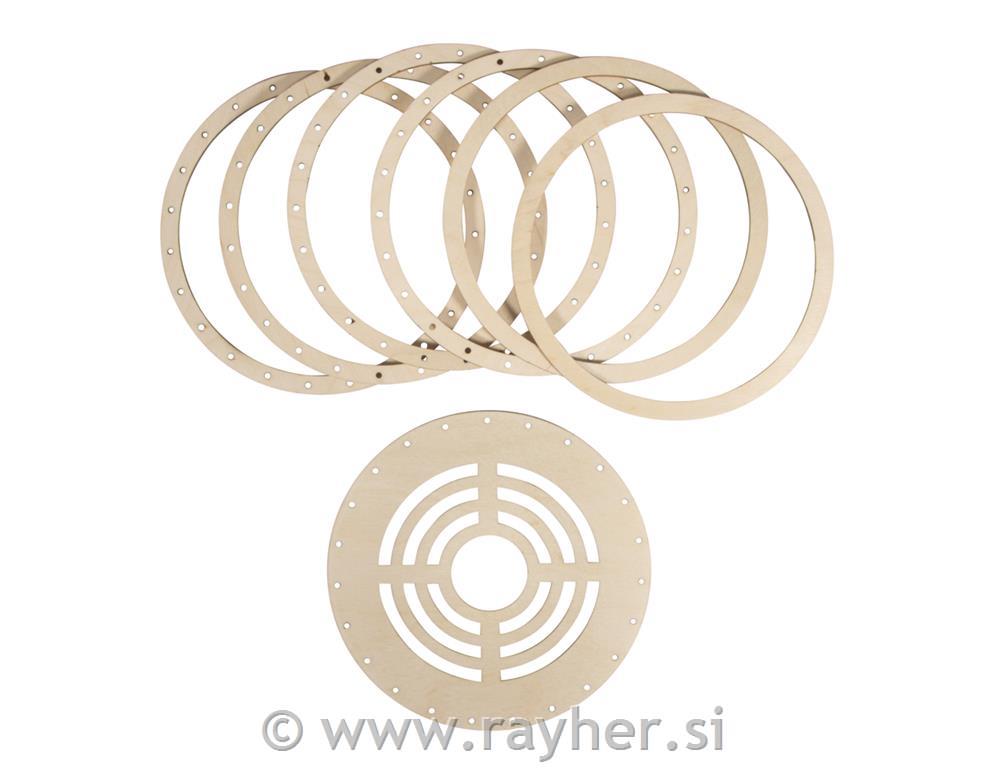 Leseni obročki za svetilke, naravni, o 17 cm, 7 kom