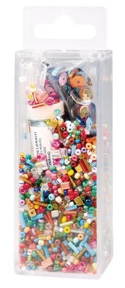 Set steklenih perl 90g+ srebrna žica 5m