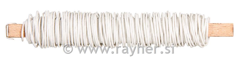 Žica ovita s papirjem na kolutu, bela, kolut 20 m, 0,55 mm