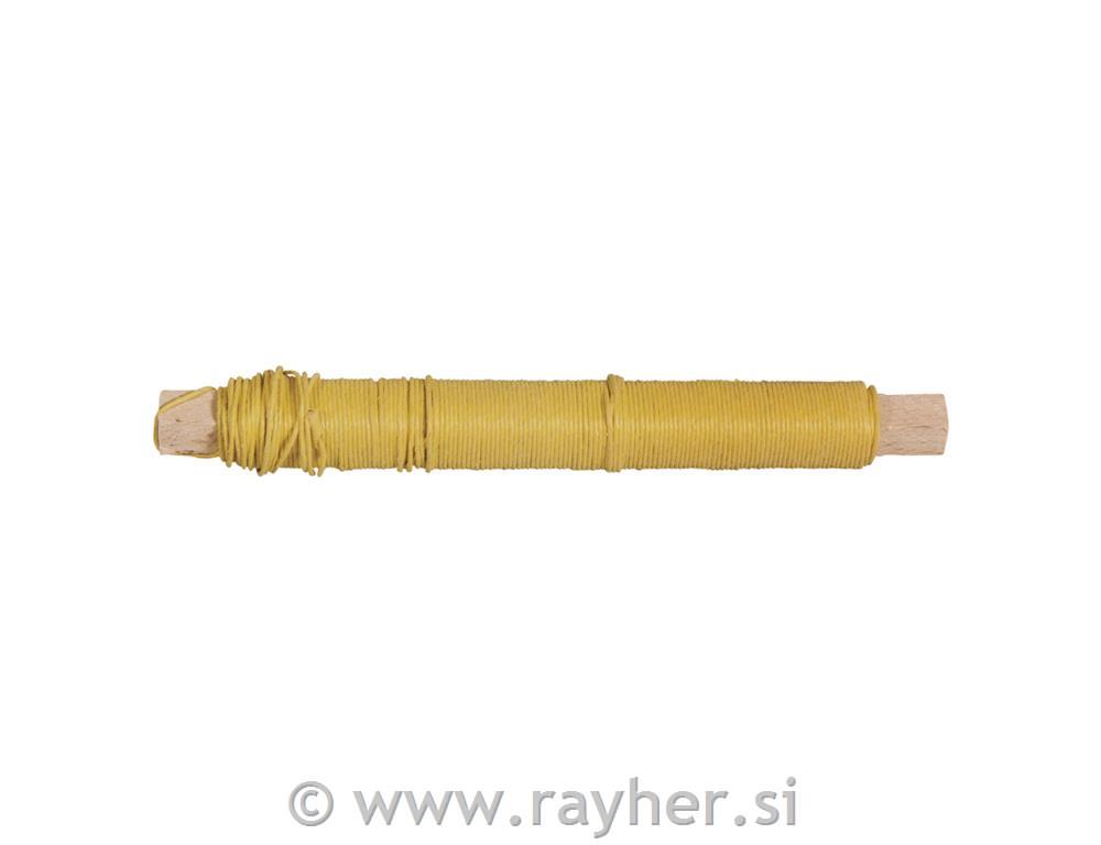 Žica ovita s papirjem na kolutu, rumena 20 m, 0,55mm