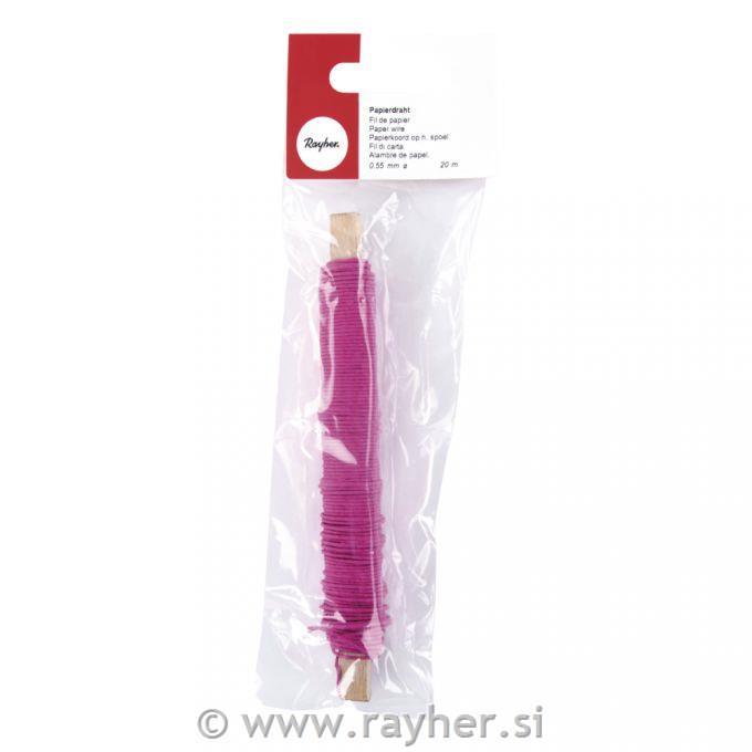 Paper covered wire, 0.55mm o, fuchsia, on a wooden reel 50g, tab-bag 20m