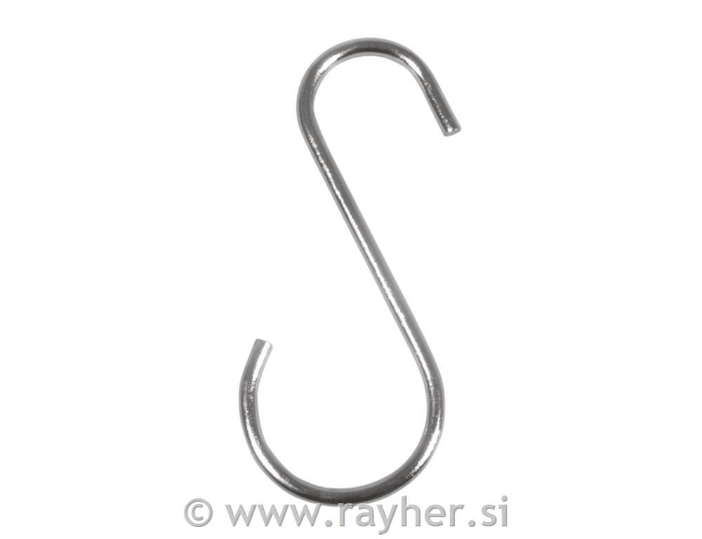 Kovinska S zanka srebrna, 2,6x6,1cm, 4 kosi