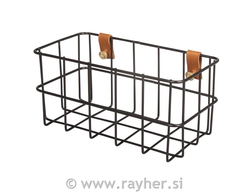 Košarica iz žice, črna, 16,5x8x8cm + montažni elementi