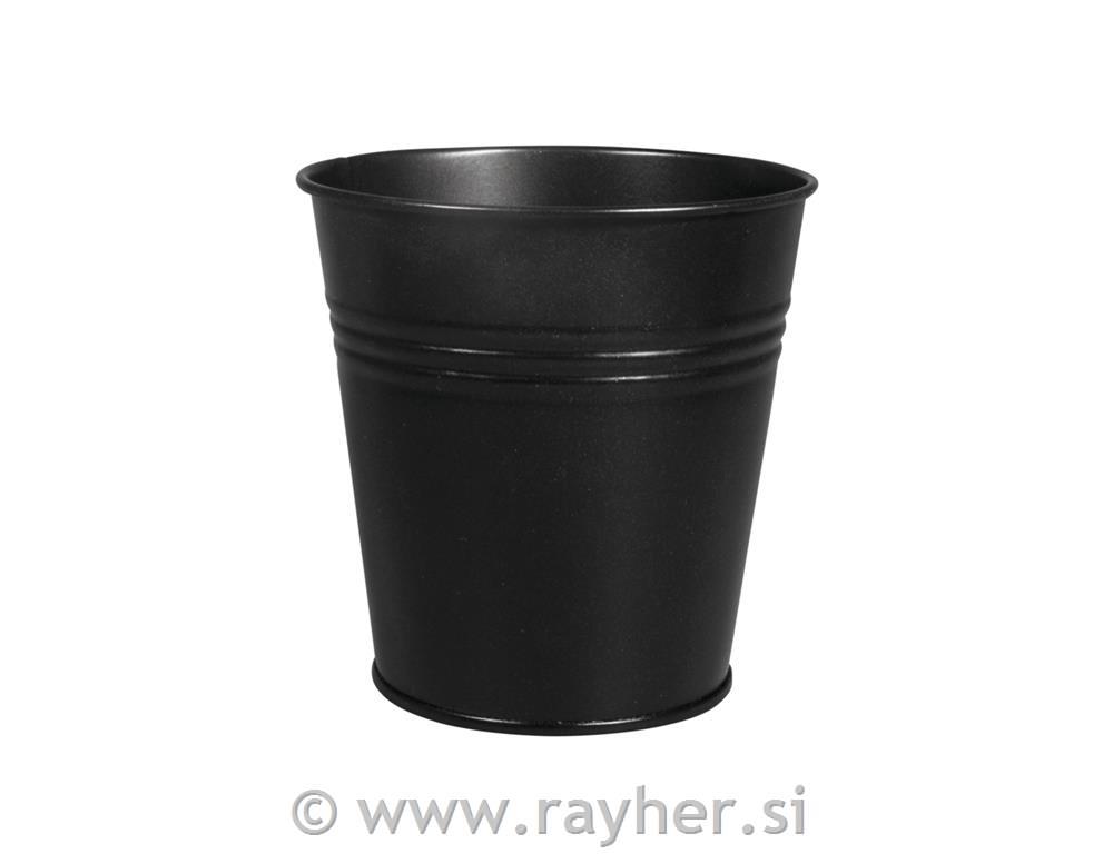 Kovinski lonček, 10,5 cm, črn, vrh 11cm, dno 7,5cm