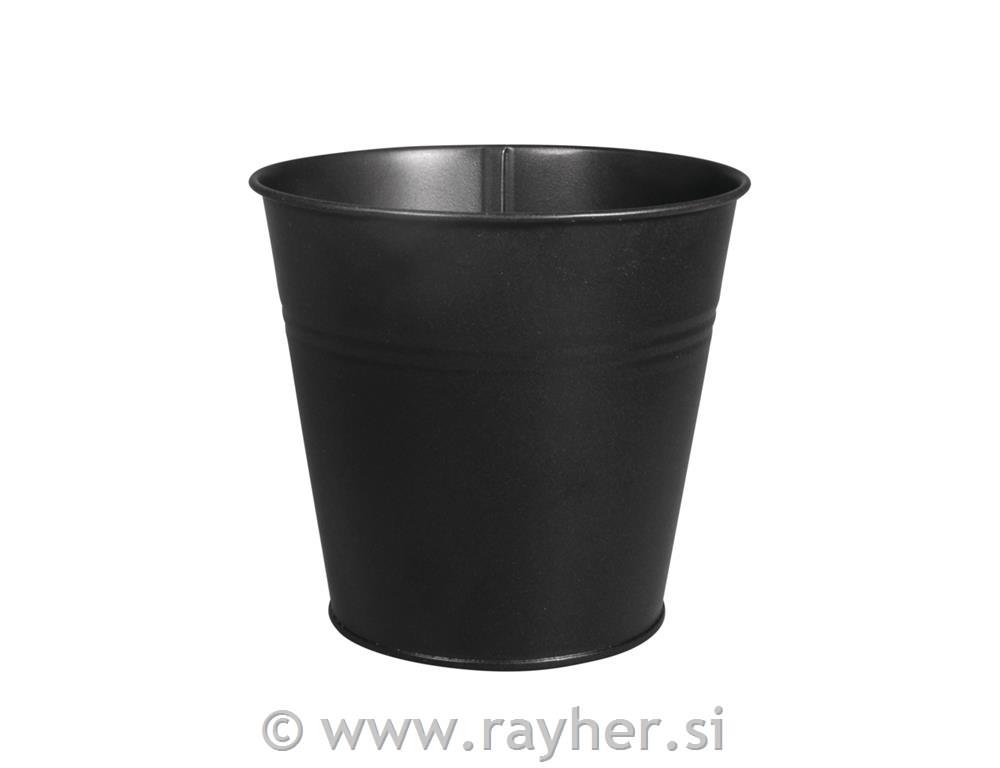 Metal pot, 13cm o, black, 12cm, bottom o9cm