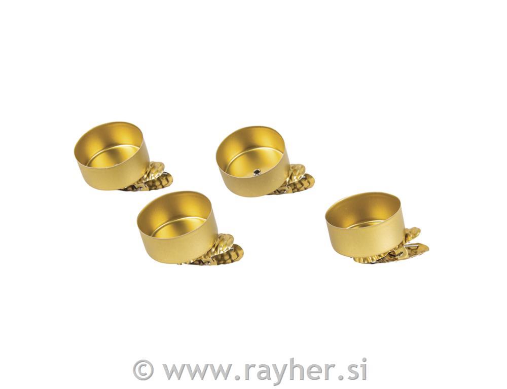 X-mas tree candle holder for tealightstab-bag 4pcsgold