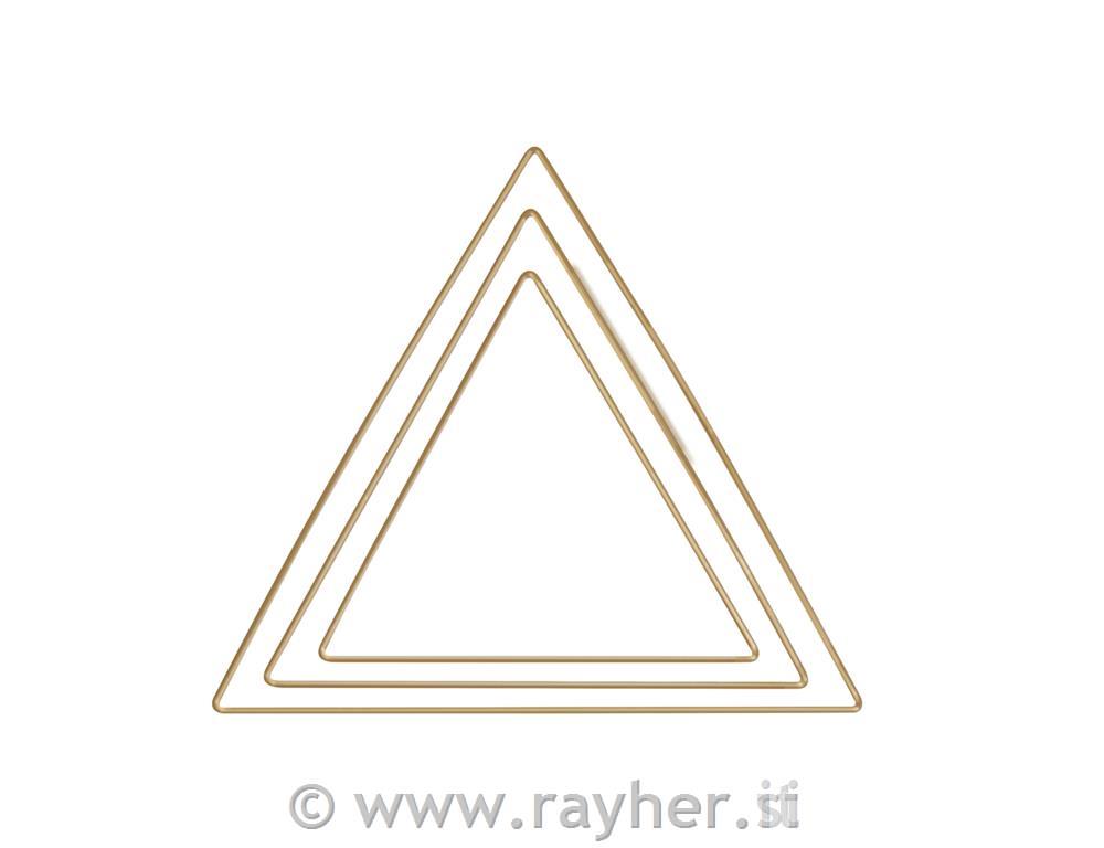 Kovinski obroči, trikotnik, zlati set 3