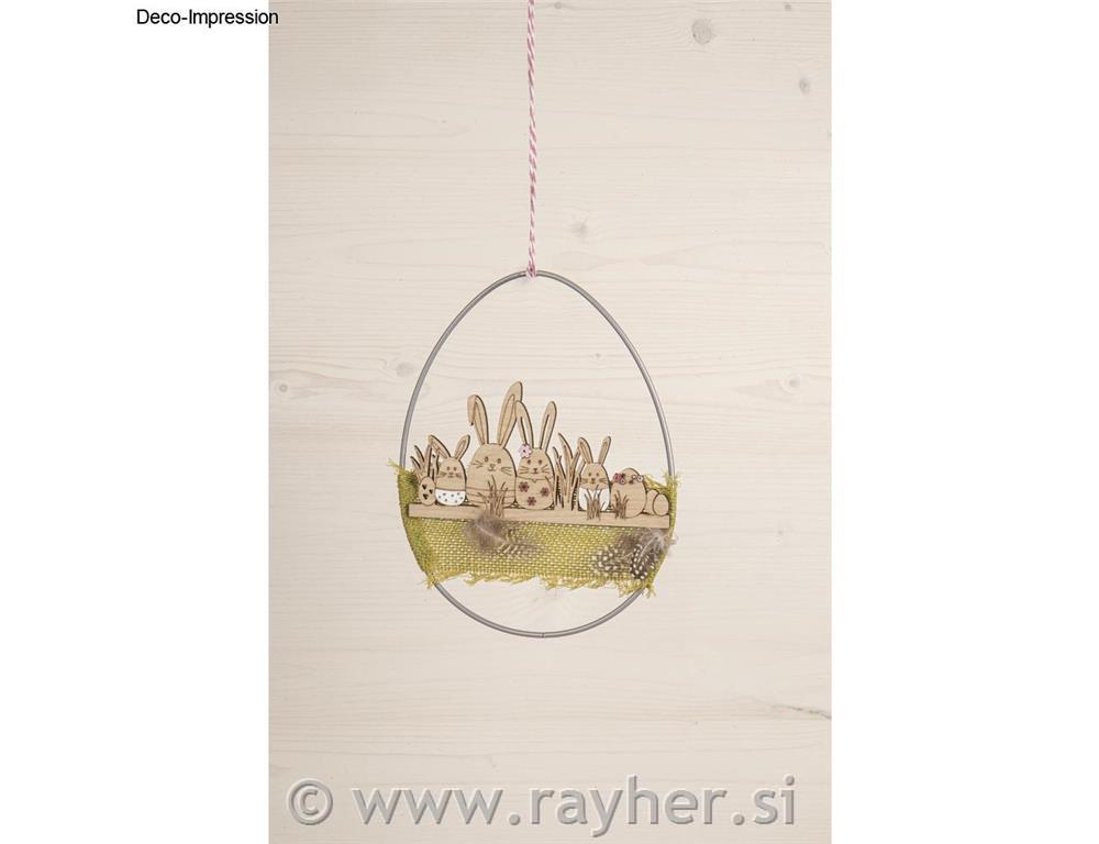 Kovinski obroč Jajce, 20 cm, srebrn, 15x20 cm