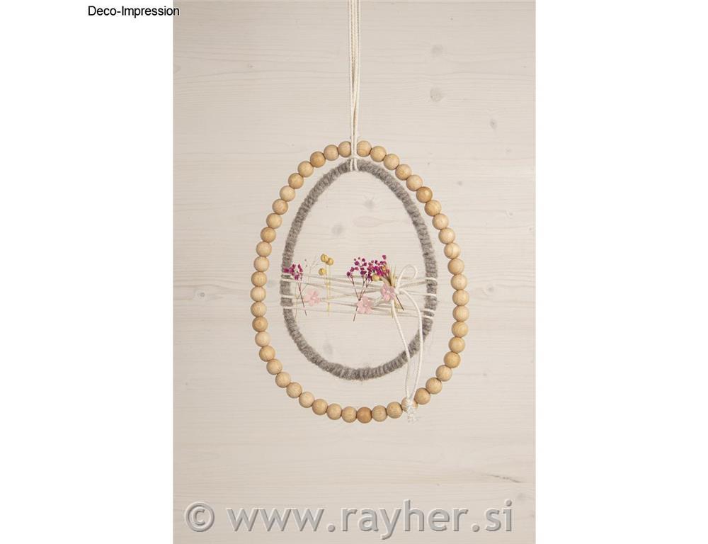 Kovinski obroč Jajce, 20 cm, srebrn, 15x20 cm