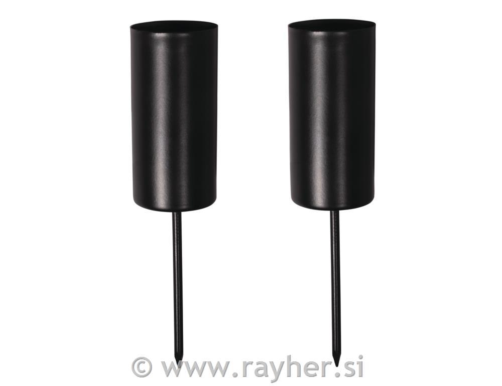 Svečnik za visoke sveče 2,3 cm, višina 5 cm, črn set 2