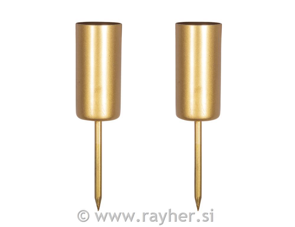 Svečnik za visoke sveče 2,3cm, višina 5 cm, zlat, set 2