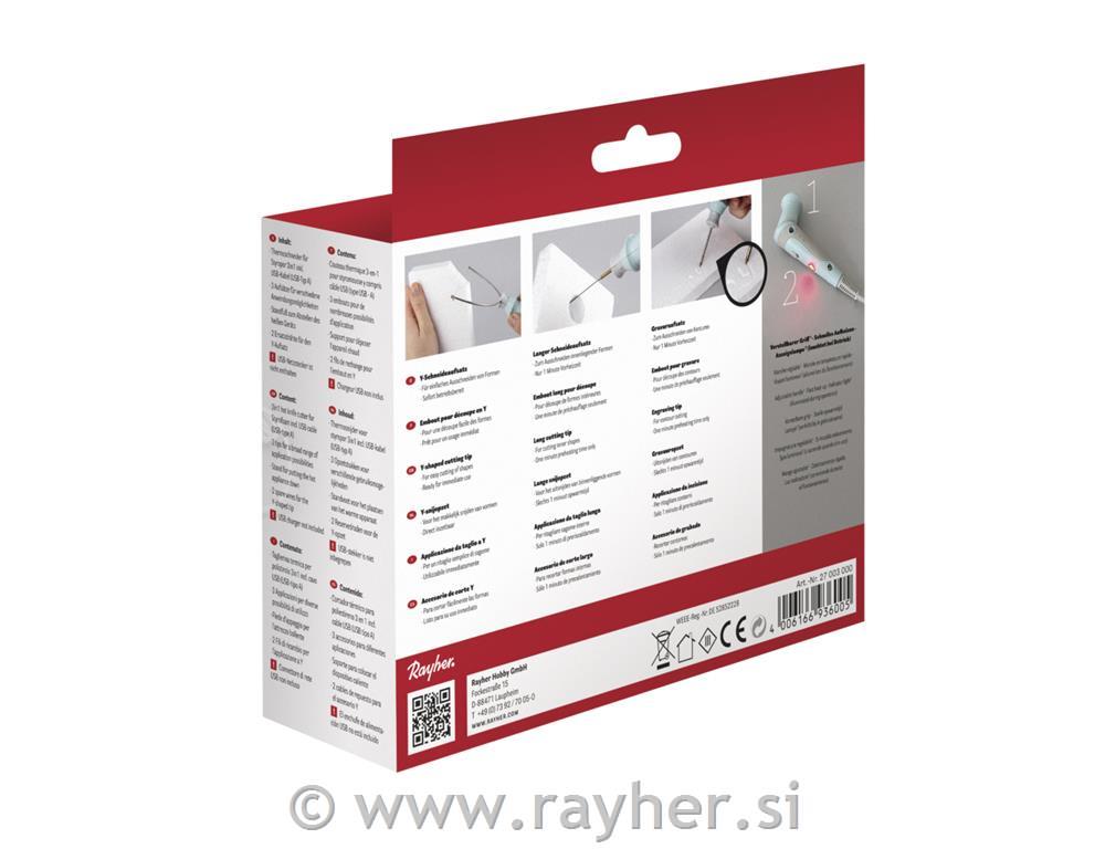 Termorezalnik za stiropor, 3 v 1, 3 različne konice, set