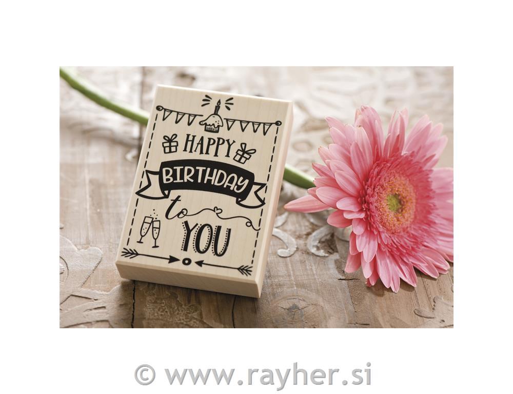 Štampiljka "Happy Birthday", 7x10cm