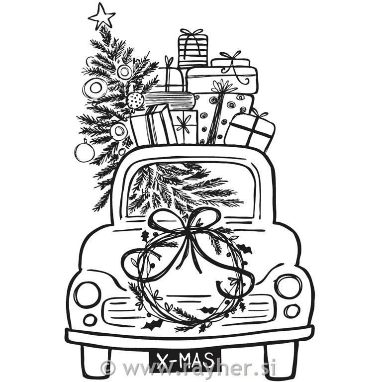 Stamp "Driving Home For Christmas", 7x10cm