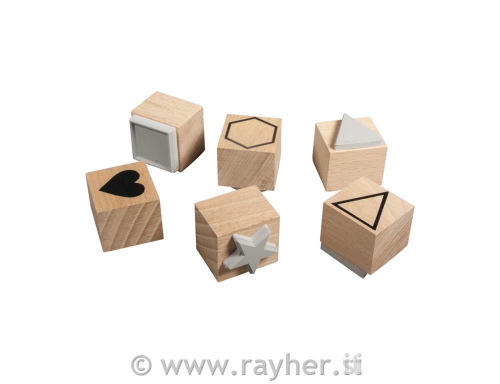 Set of wooden stamps Basic, 2.2-3.7cm o,bag 6pcs