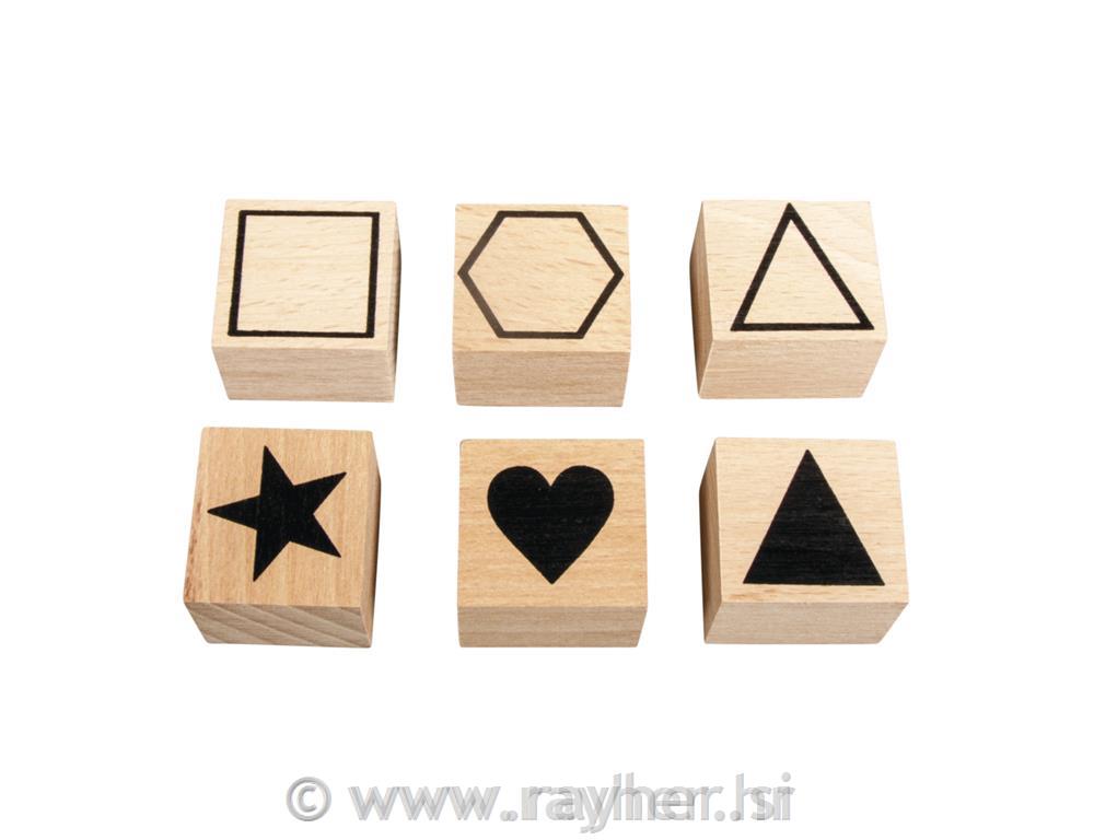 Set of wooden stamps Basic, 2.2-3.7cm o,bag 6pcs