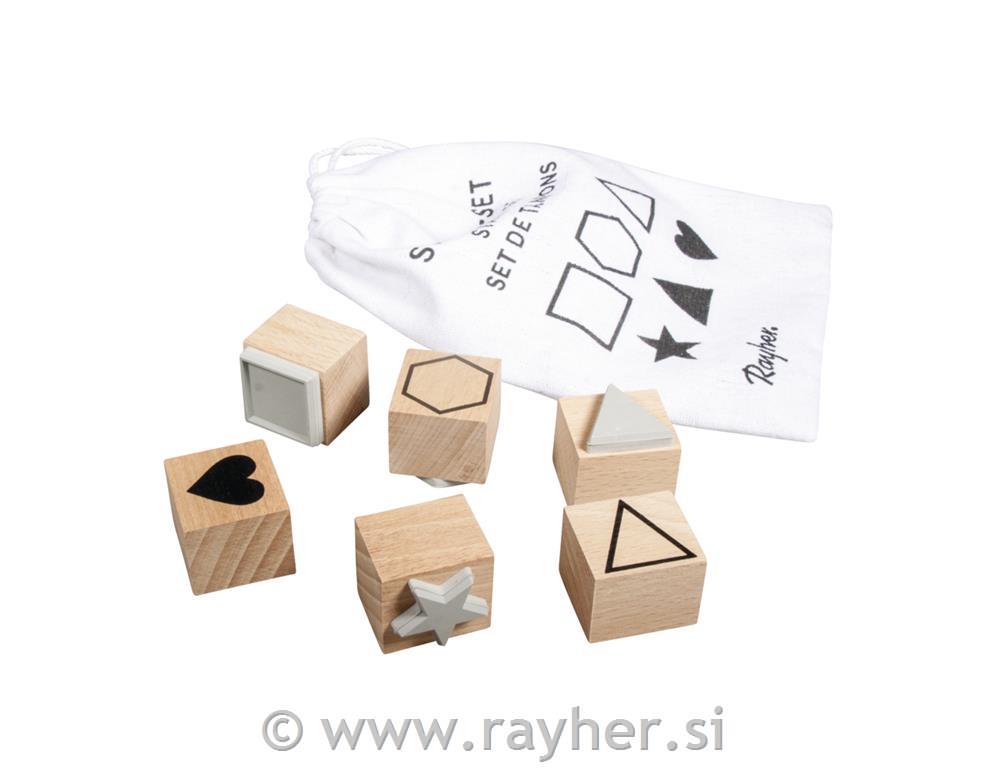 Set of wooden stamps Basic, 2.2-3.7cm o,bag 6pcs