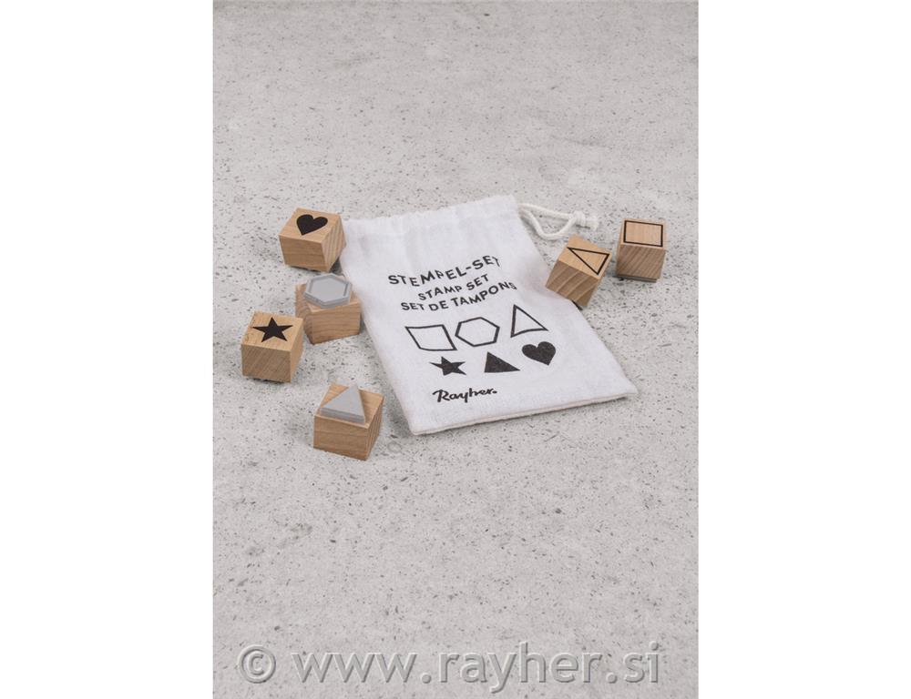 Set of wooden stamps Basic, 2.2-3.7cm o,bag 6pcs