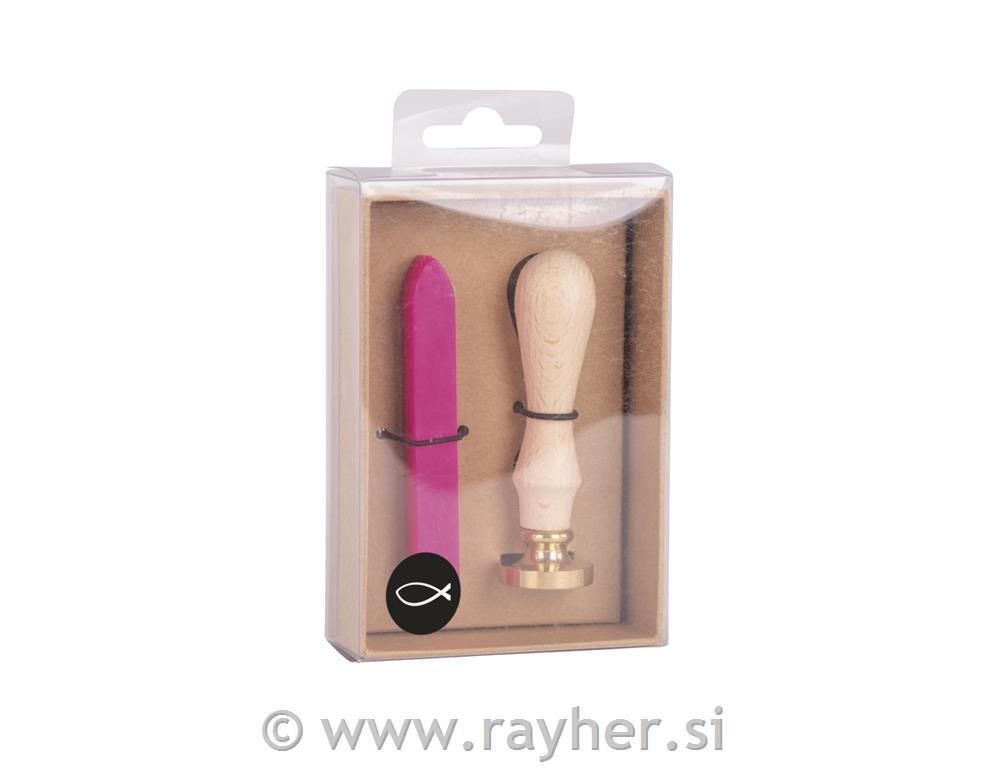 Set za pečat, Obhajilo, Birma, 2.5cm, roza, 1 pečat, 1 vosek