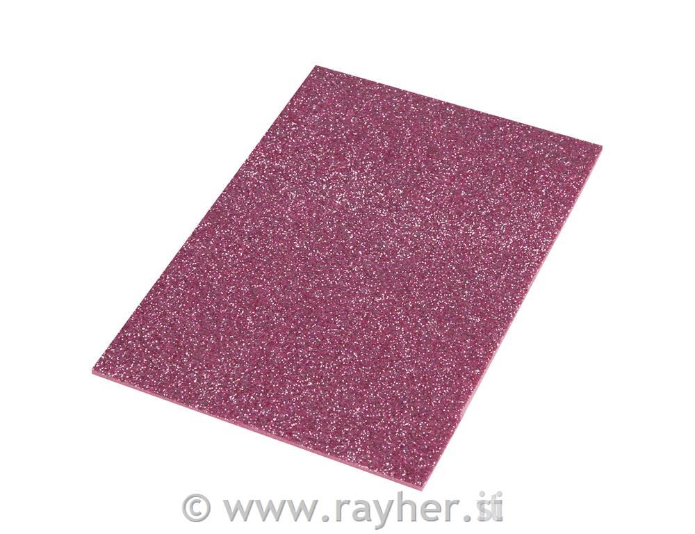 Crepla sheet glitter, pink, 30x45x0.2cm