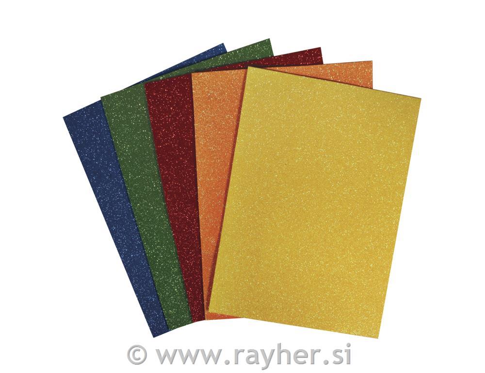 Penasta guma z bleščicami, mešane barve, 15x22 cm, set 5