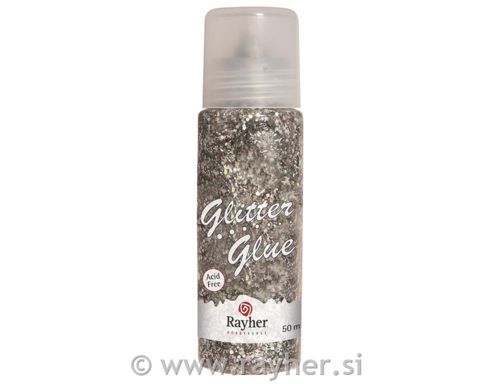 Bleščice v lepilu, grobe, srebrne, 50ml