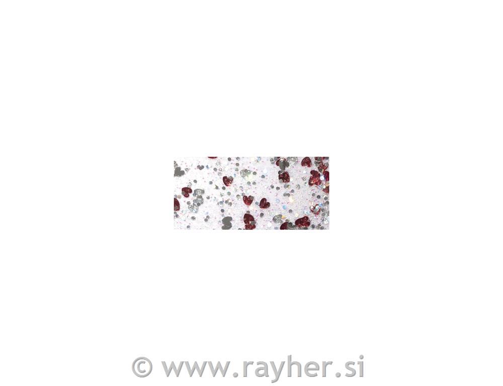 Bleščice v lepilu,srčki, rdeče/srebrni,50ml