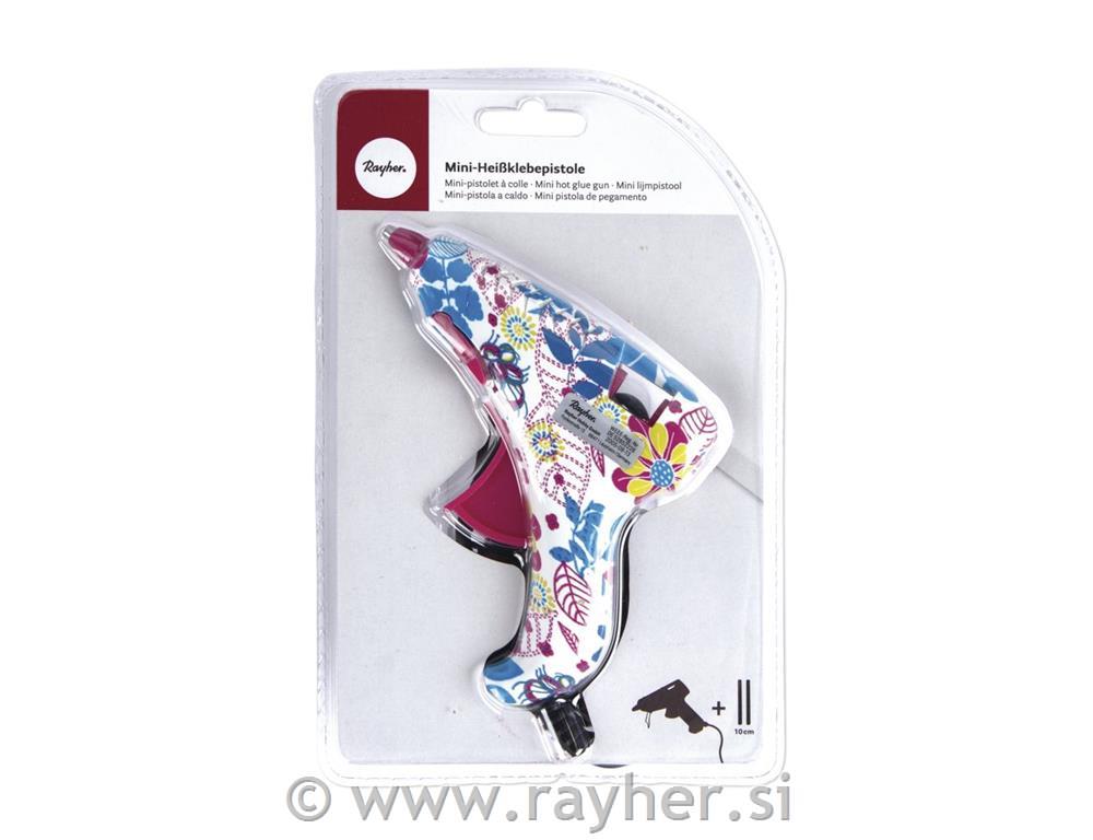 Mini hot glue gun, "Flower Power", 12x12cm, incl. 2 sticks, tab blister 1pc