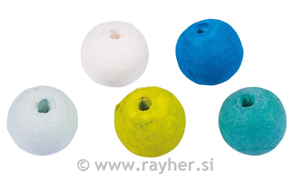 Cotton wool balls, 1.8cm o, blue-green,assorted by colour, tab-bag 25pcs