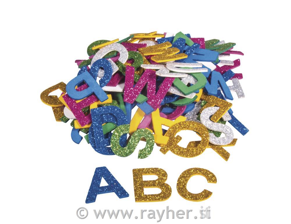 Abeceda iz penaste gume z bleščicami,samolepilni, 3cm, 130 k