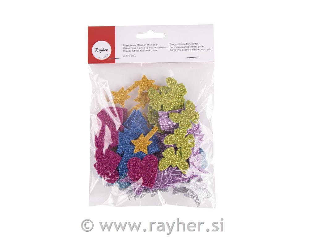 Čarobni motivi iz penaste gume z bleščicami,samolepilni, 3+4