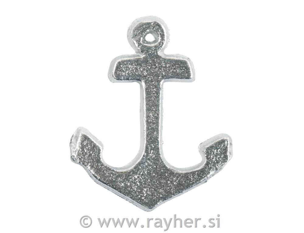 Wax motif: Anchor, flatsilver2.5x3cm, tab-bag 2pcs
