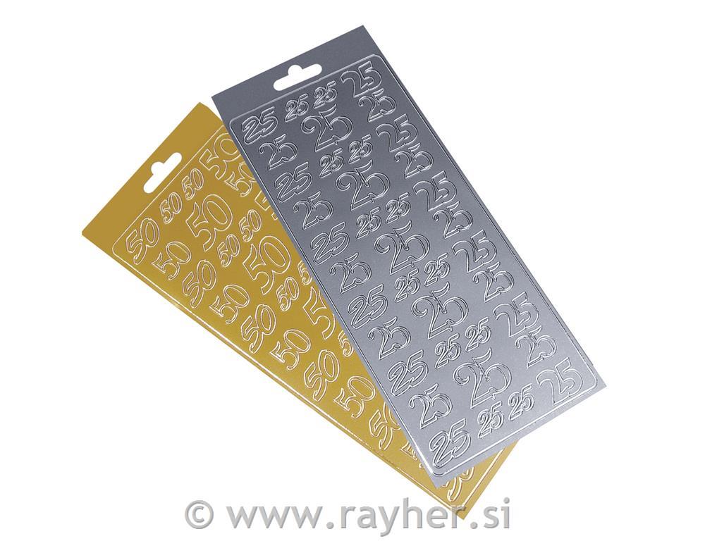 Nalepke "25", srebrna, 10x24,5 cm