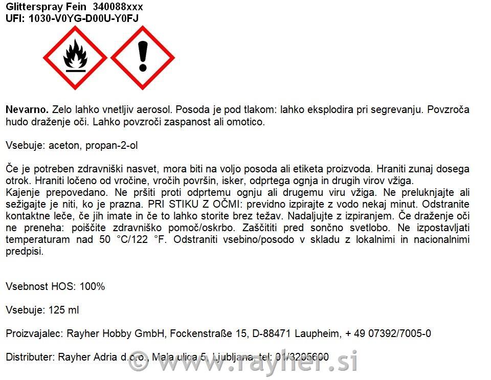 Glitter spray fine, silver, box 125ml