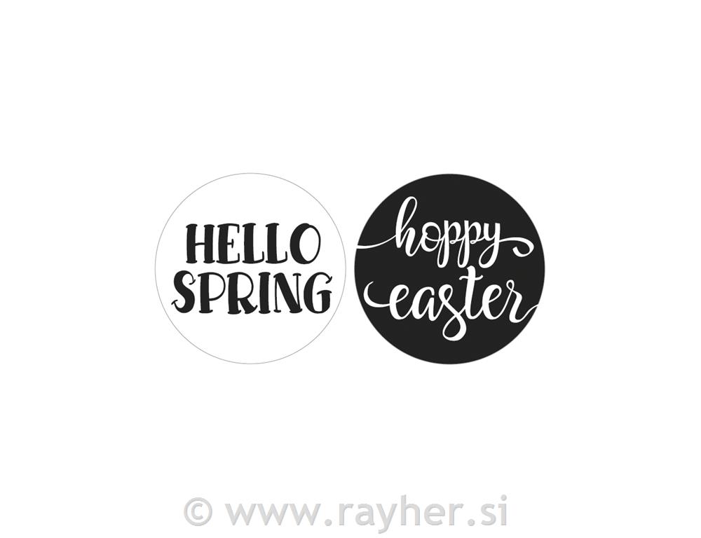 Odtis za kalup Hello Spring,happy easter, 3cm, 2 kosa