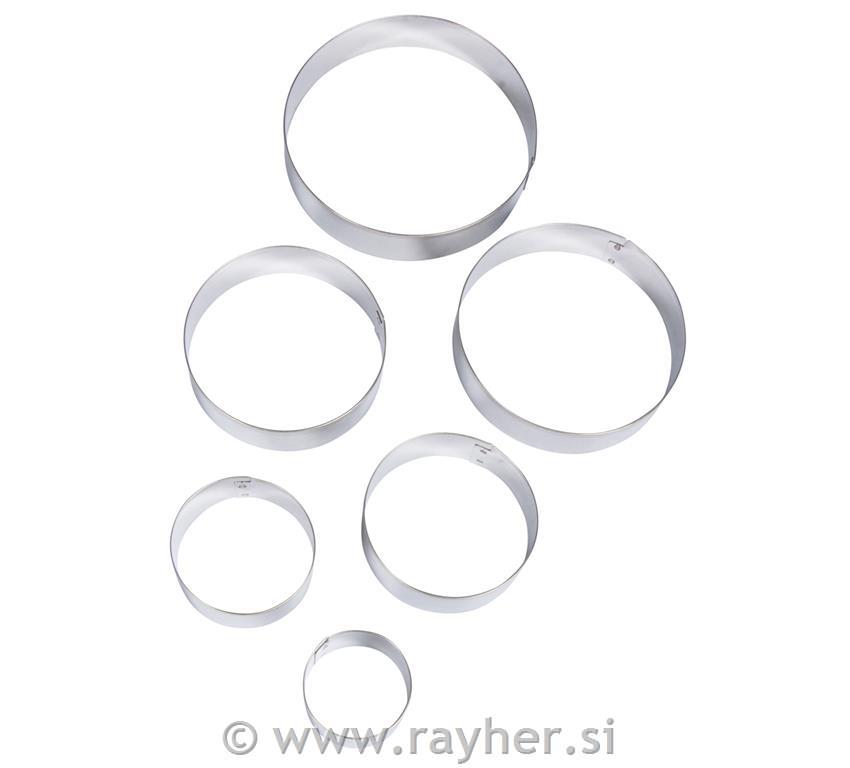 Circle-shaped cookie cutters f. deco, 3-8 cm, set 6pcs