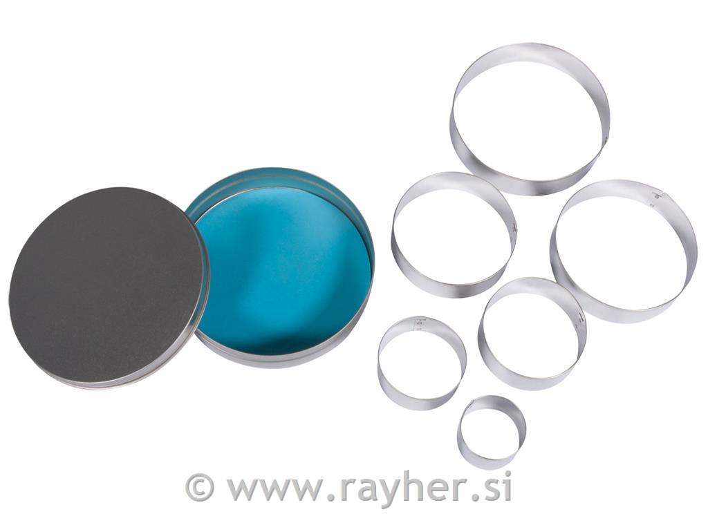 Circle-shaped cookie cutters f. deco, 3-8 cm, set 6pcs