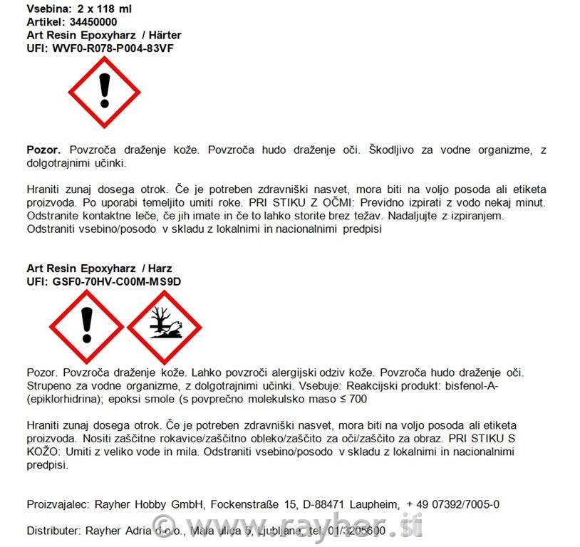 Epoxy resin art smola Rayher, 2 x 118ml