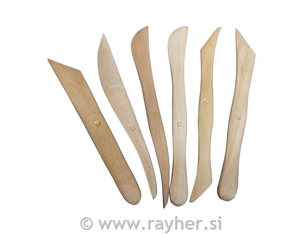 Wood modelling tool12 diff. tips, tab-bag 6pcsnatural