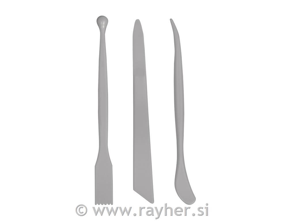Plastic modelling tool6 diff. tips, tab-bag 3pcsrock-grey