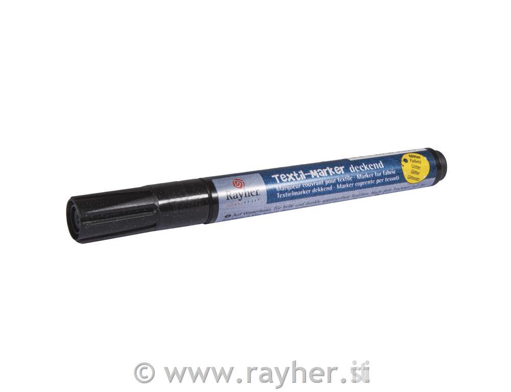 Flomaster za tekstil, prekr. z blešč., črn, 1-2 mm