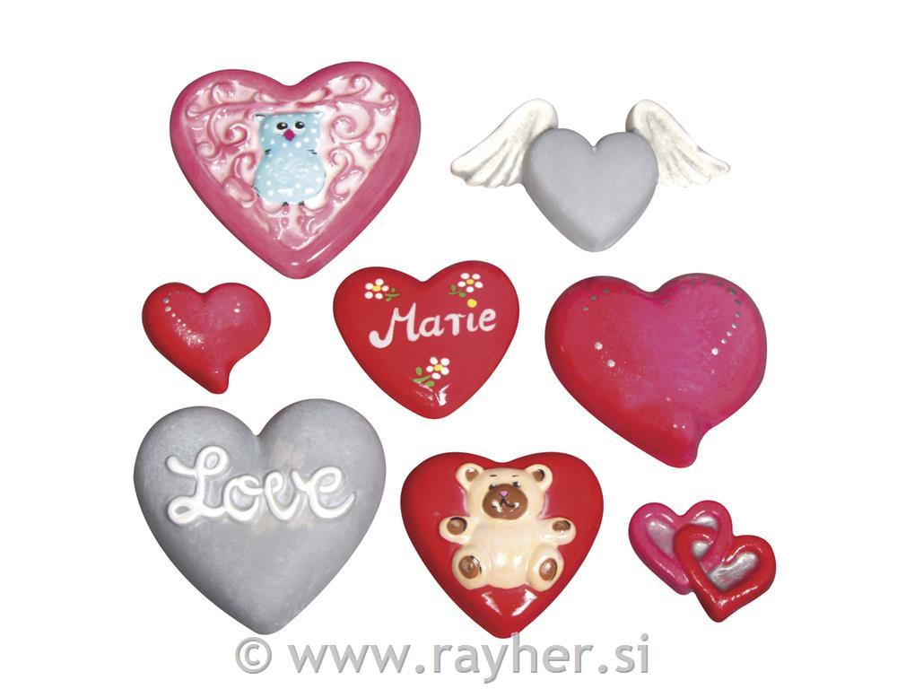 Kalup za ulivanje, srca, 8 motivov