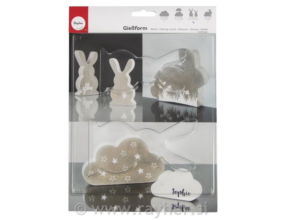 Kalup: Dva zajčka, 8x14.5x3cm/6.5x11.7x3cm