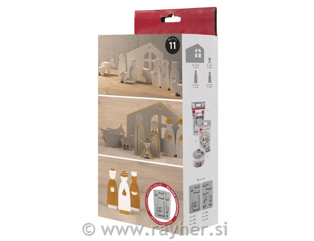 Silicone casting mould Crib2-part mould with 11 shapes, box