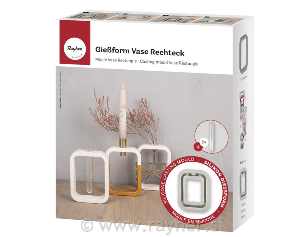 Silikonski kalup Vaza pravokotne oblike, 10,5x3,7x14cm, +1x epruveta