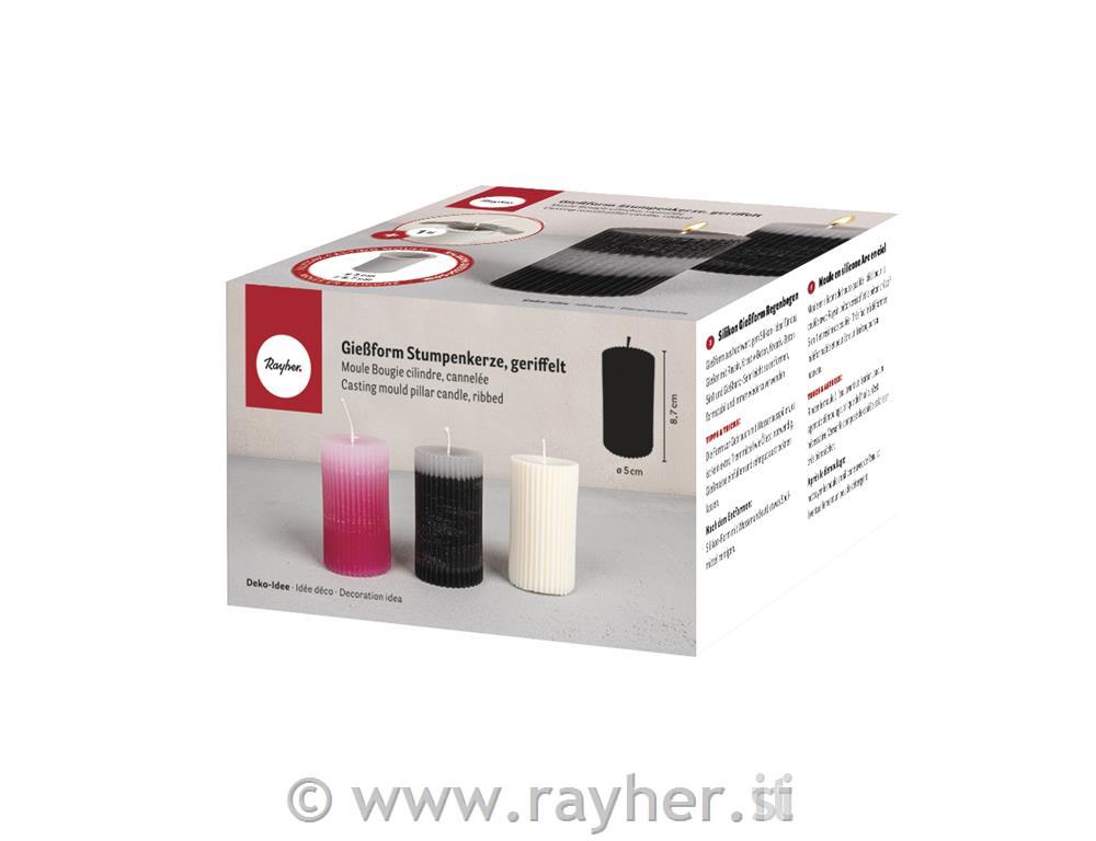 Silikonski kalup Rebrasta sveča v obliki stebra, premer 5 cm, višina 8,7 cm