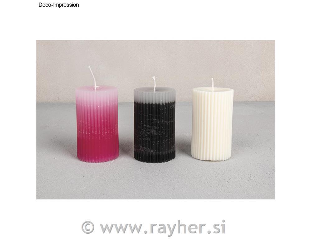 Silikonski kalup Rebrasta sveča v obliki stebra, premer 5 cm, višina 8,7 cm