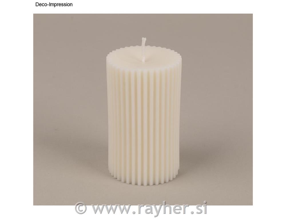 Silikonski kalup Rebrasta sveča v obliki stebra, premer 5 cm, višina 8,7 cm