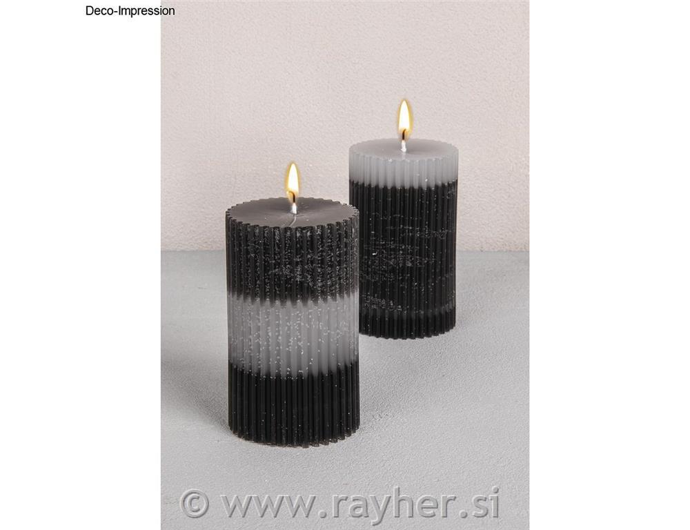 Silikonski kalup Rebrasta sveča v obliki stebra, premer 5 cm, višina 8,7 cm