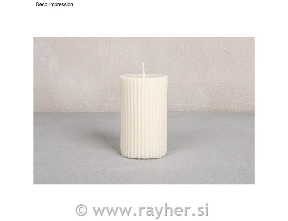 Silikonski kalup Rebrasta sveča v obliki stebra, premer 5 cm, višina 8,7 cm